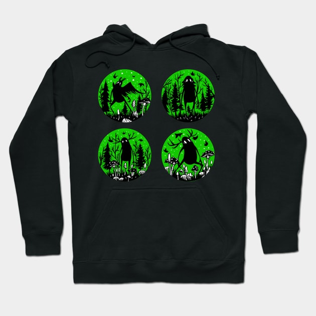 Cryptid Circle Collection Mothman Sasquatch Forest Guardian Ent Bigfoot Hoodie by Manfish Inc.